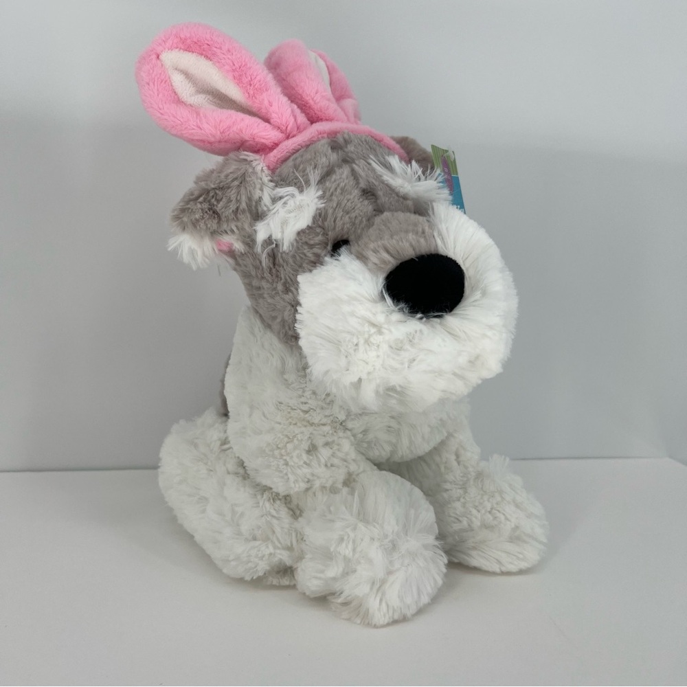 Dan Dee Plush Easter Dog Schnauzer With Bunny Ears NEW